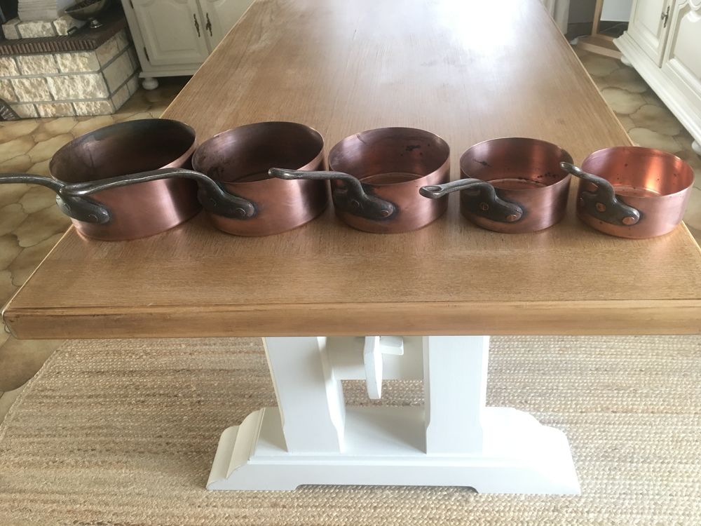 Set 5 casseroles cuivre vintage Décoration