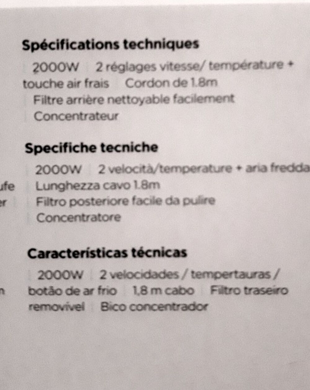 S&egrave;che cheveux Electroménager