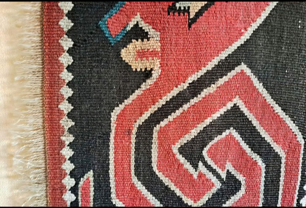 Tapis Kilim antique fait main en laine Décoration