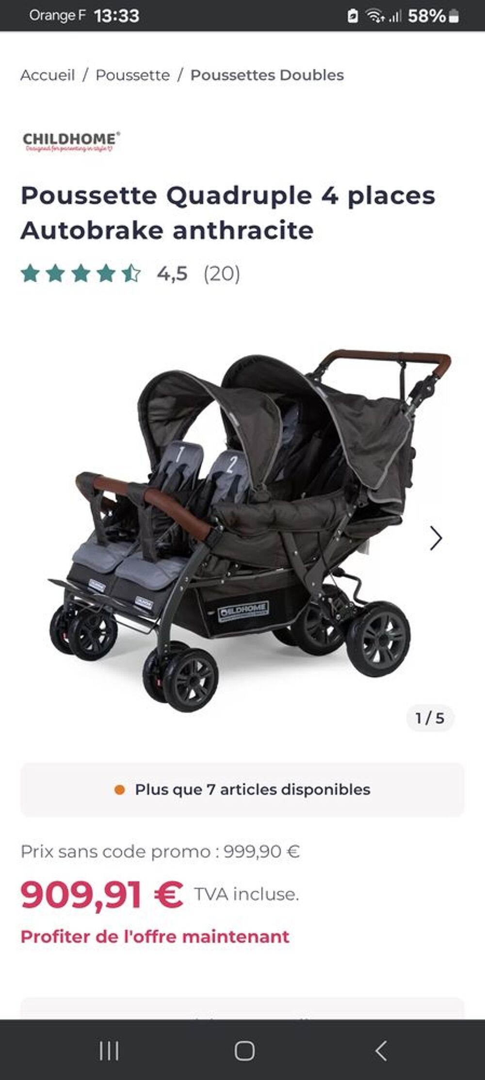 Poussette quadruple childwheels Puériculture