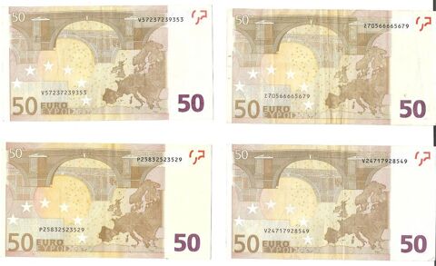 lot de 4 billets de 50 € 2002 en tb état 220 Fayet (02)