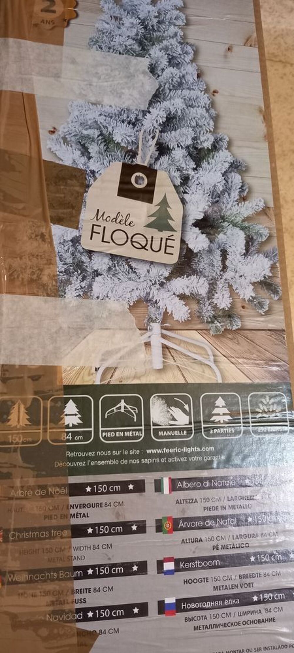 Sapin de No&euml;l Floqu&eacute;e 150 cm Décoration