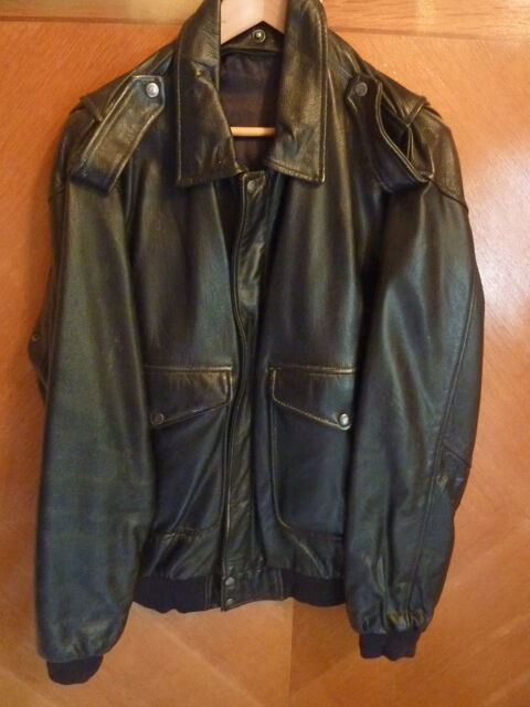 BLOUSON EN CUIR MARRON POUR HOMME 60 Plaisir (78)