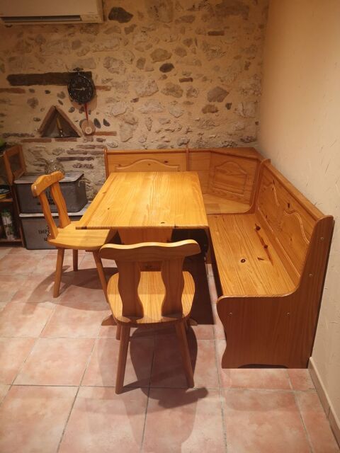 Table et siges en pin verni 69 Lafox (47)