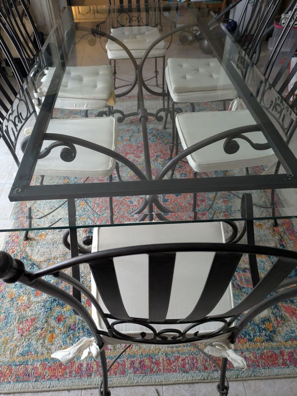 Grande table &agrave; manger en fer forg&eacute; "Pongi" /2mx1m Meubles
