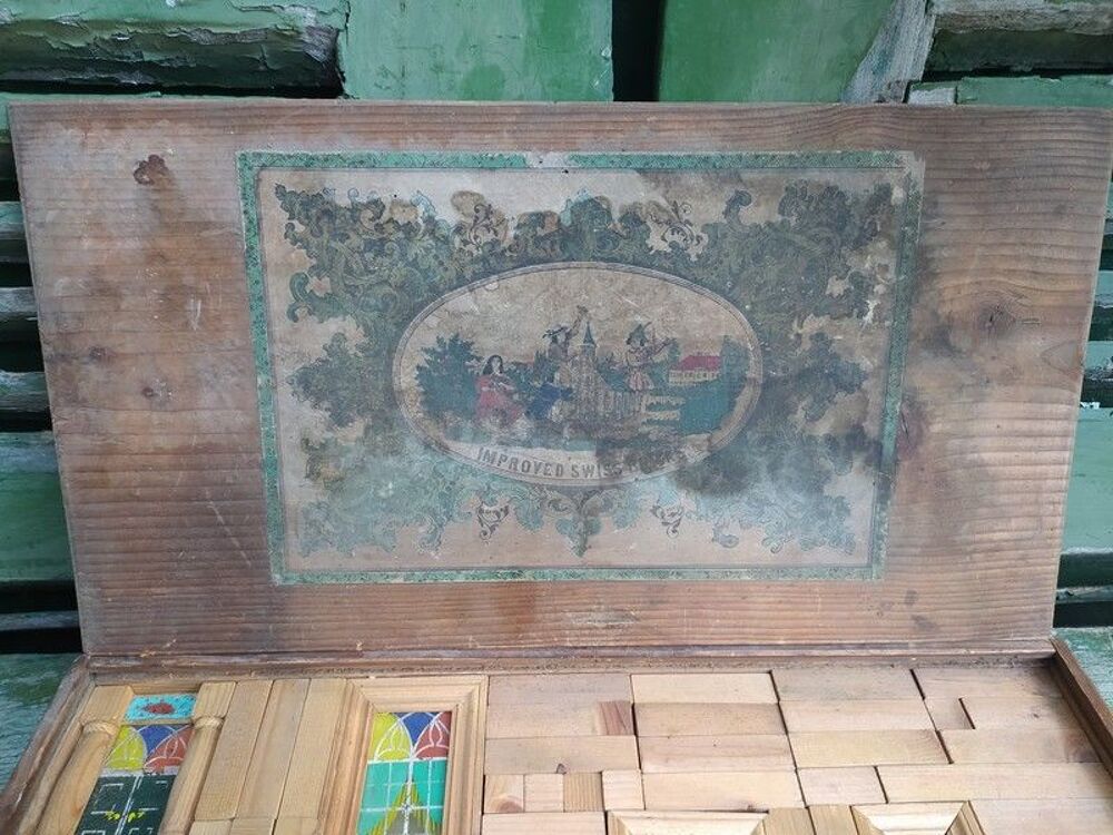 Ancien Jeu de Construction Ch&acirc;teau &agrave; Monter en Bois XIX&egrave;me. Jeux / jouets