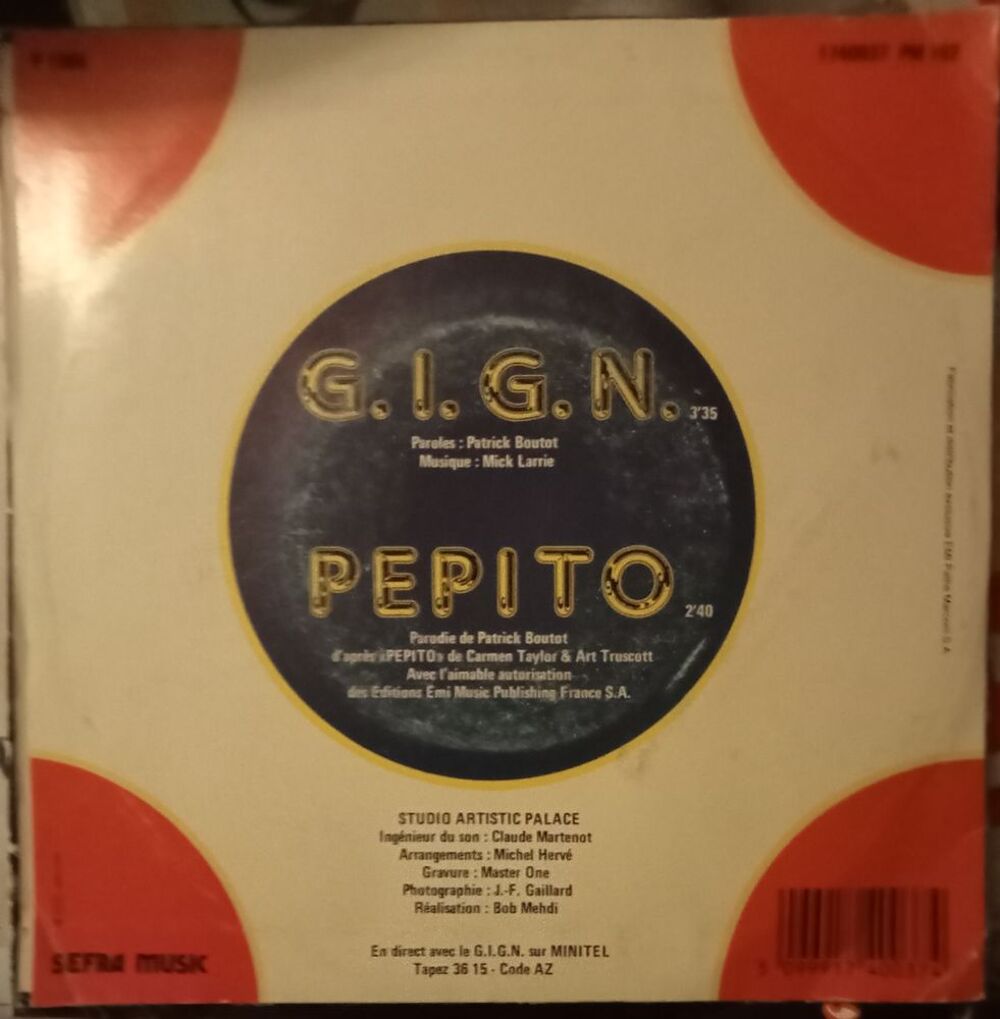 PATRICK SEBASTIEN / 5 X DISQUES VYNIL45 TOURS CD et vinyles
