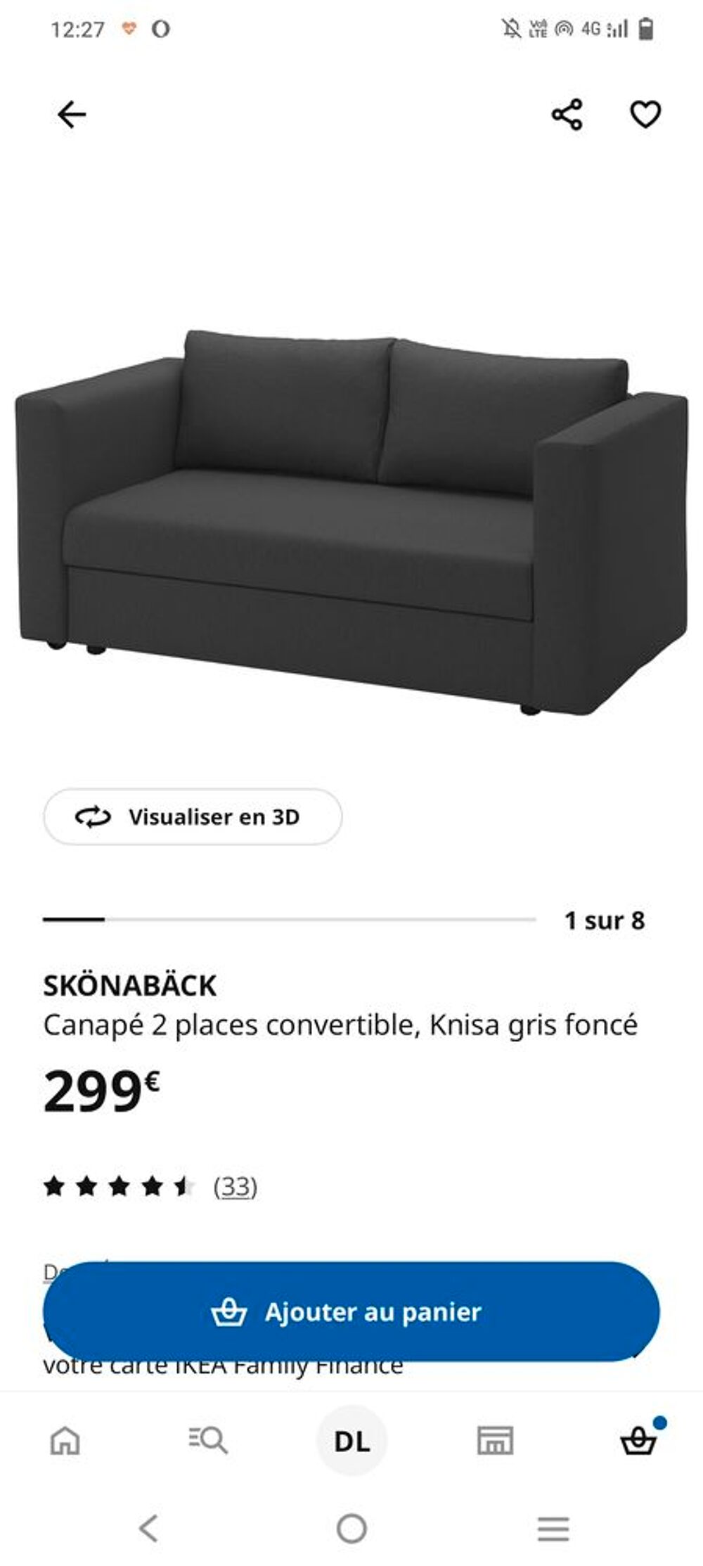 Canap&eacute; 2 places convertible ikea Meubles