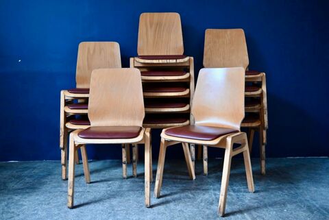 Grande Lot série de chaises vintage scandinave anciennes 100 Wintzenheim (68)