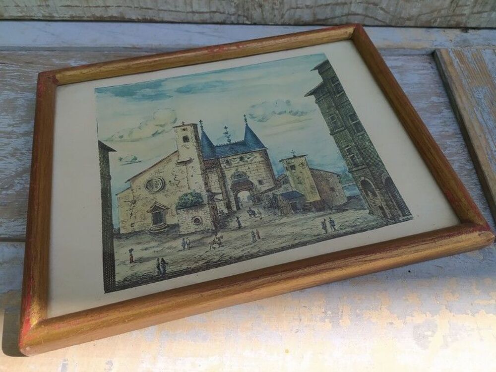 Gravure Vue d'Optique Ch&acirc;teau &agrave; Situer Environs de Marseille 