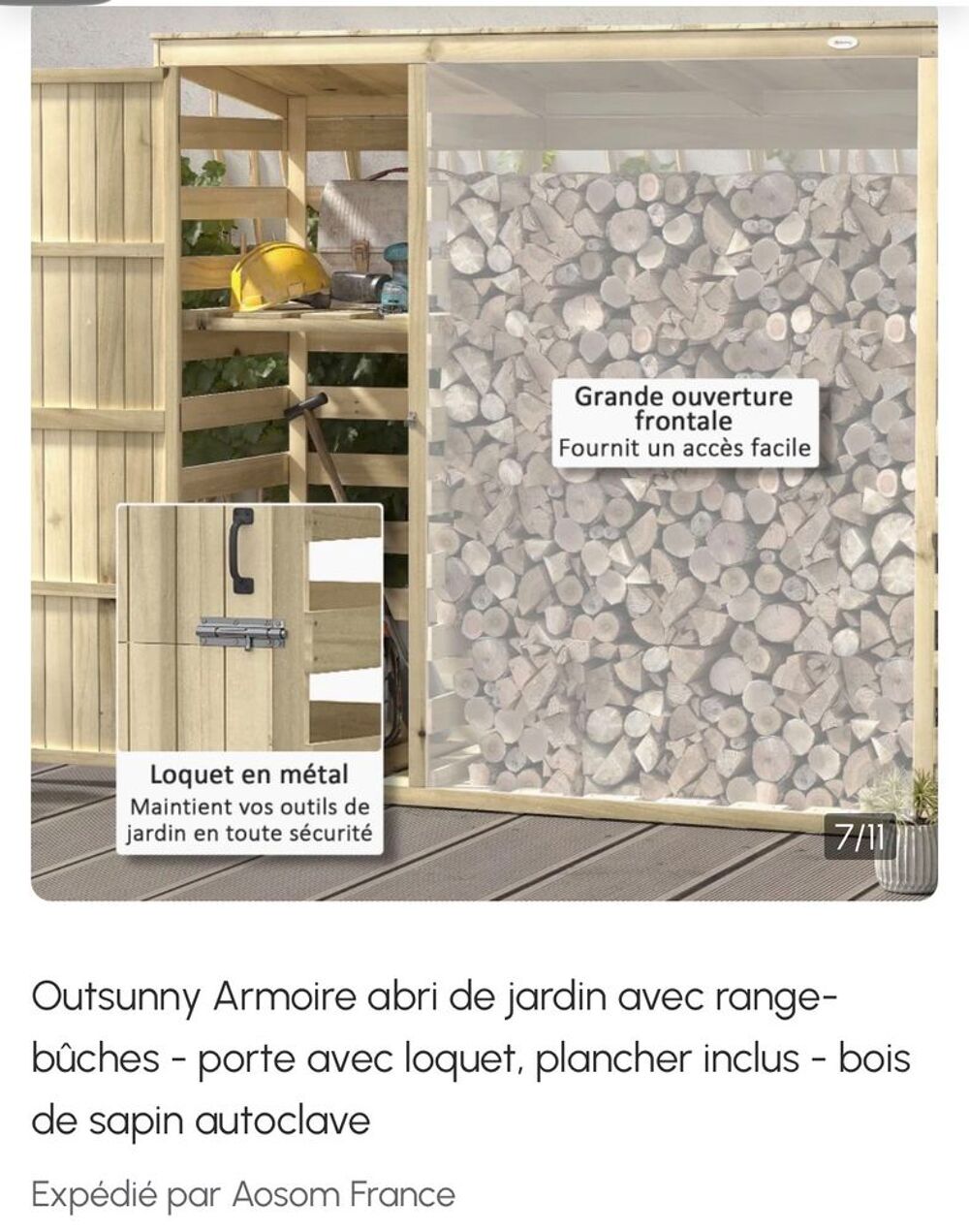 Abri b&ucirc;ches avec placard int&eacute;gr&eacute; Jardin