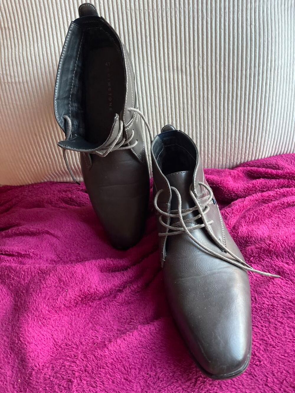 Boots gris en cuir Chaussures