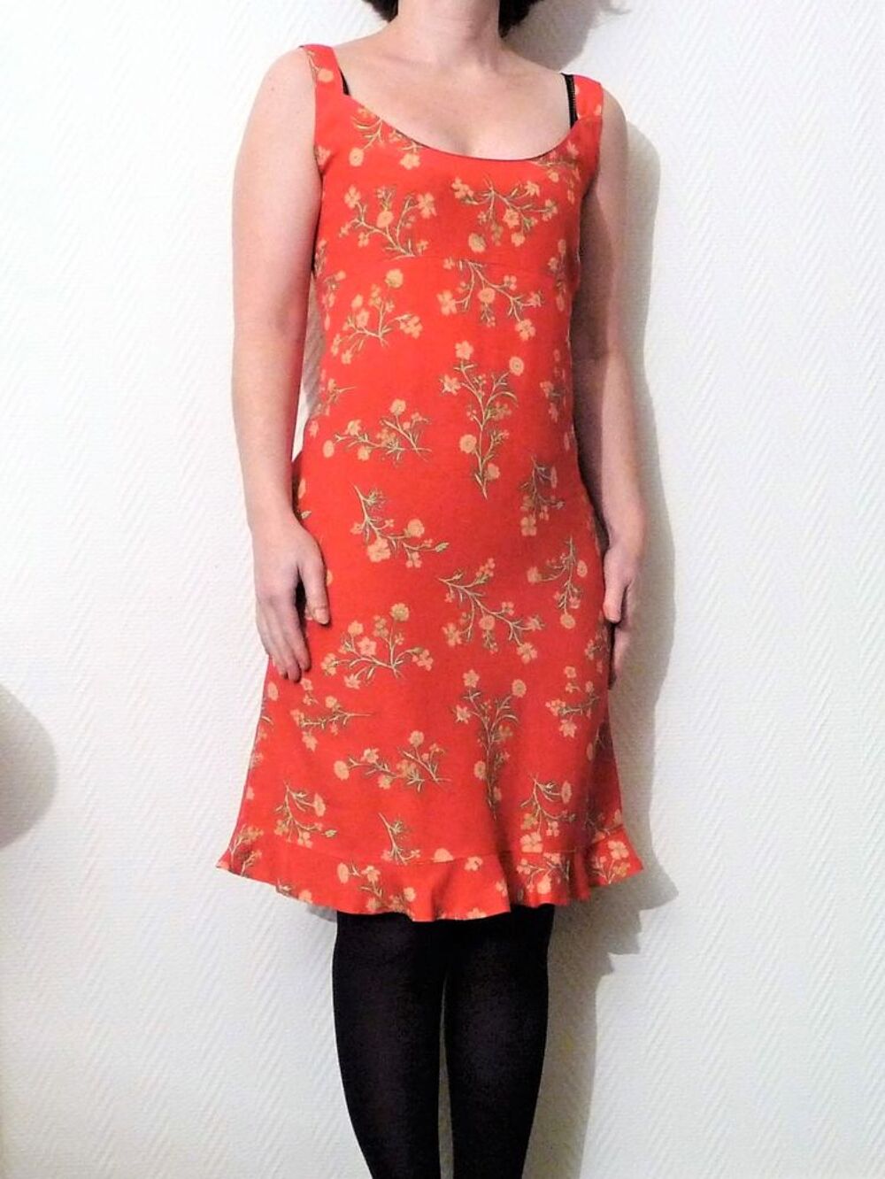 Robe en 100% Viscose Rouge Orang&eacute;- Taille 36- Bluelita Vêtements