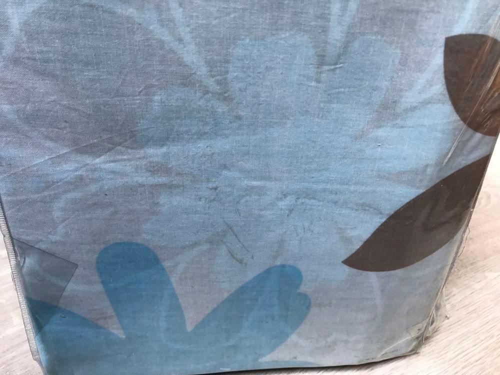 PARURE DE LIT BLEU/MARRON FLEURS 220x240 cm coton Décoration
