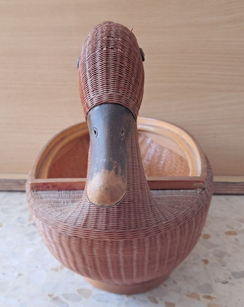 canard en osier rotin tress&eacute; de 2 mani&egrave;res diff&eacute;rentes Décoration