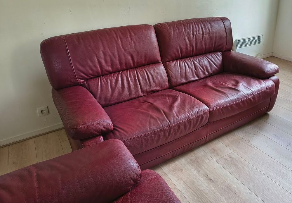 Canap&eacute;+Fauteuil en cuir de Buffle Meubles
