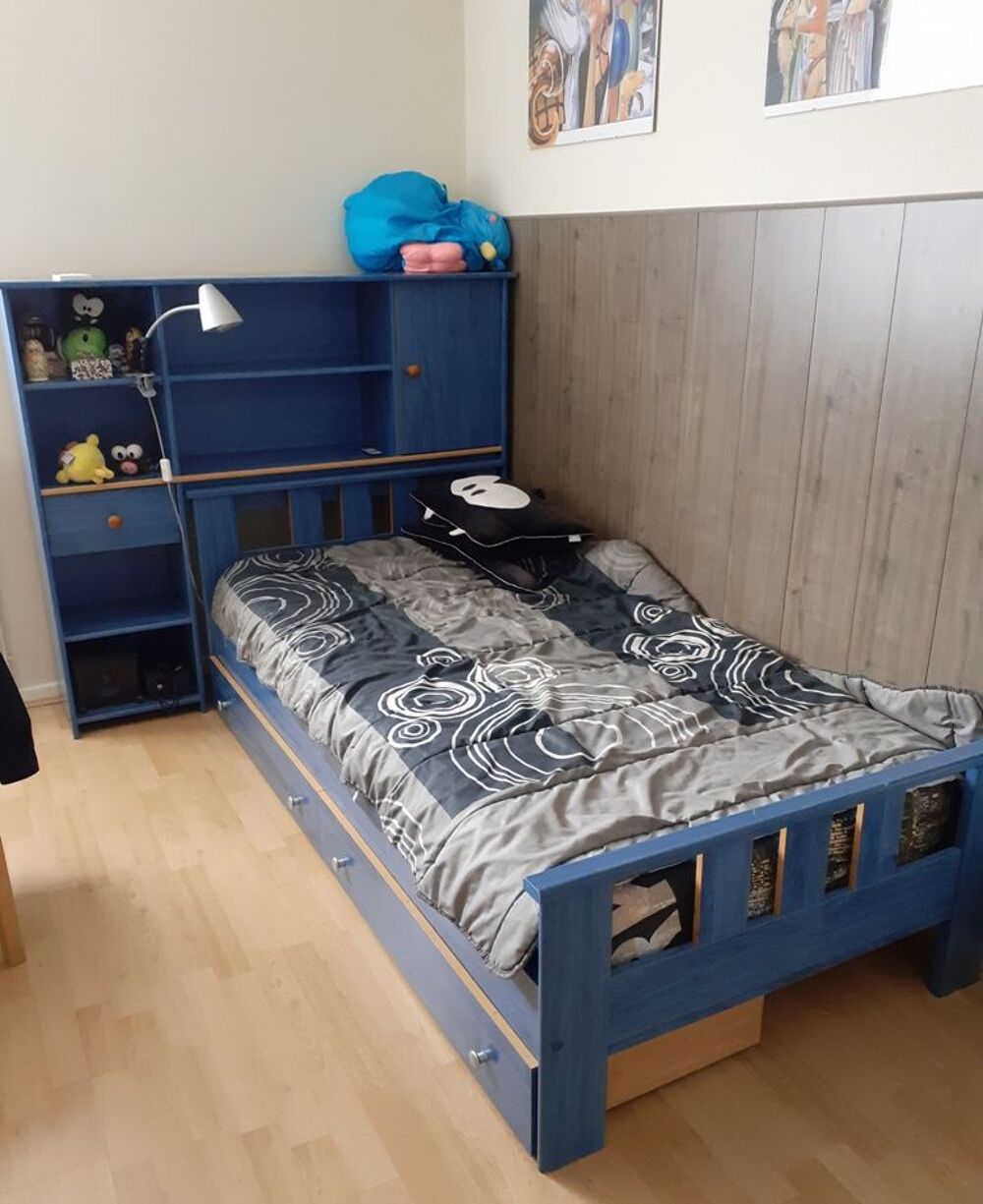 Ensemble enfant lit meuble bureau bleu Mobilier enfants