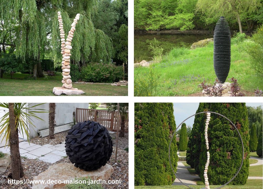 Sculpture D&eacute;coration Maison - Statue Jardin - Pierre M&eacute;tal Jardin
