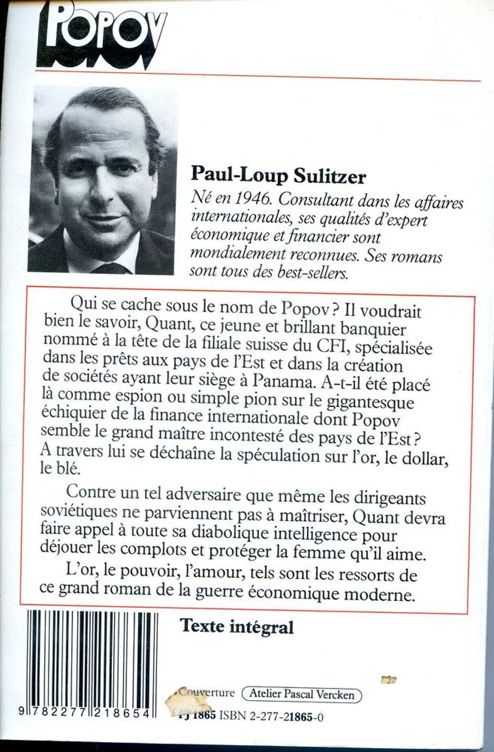Popov ****Paul-Loup Sulitzer, Livres et BD