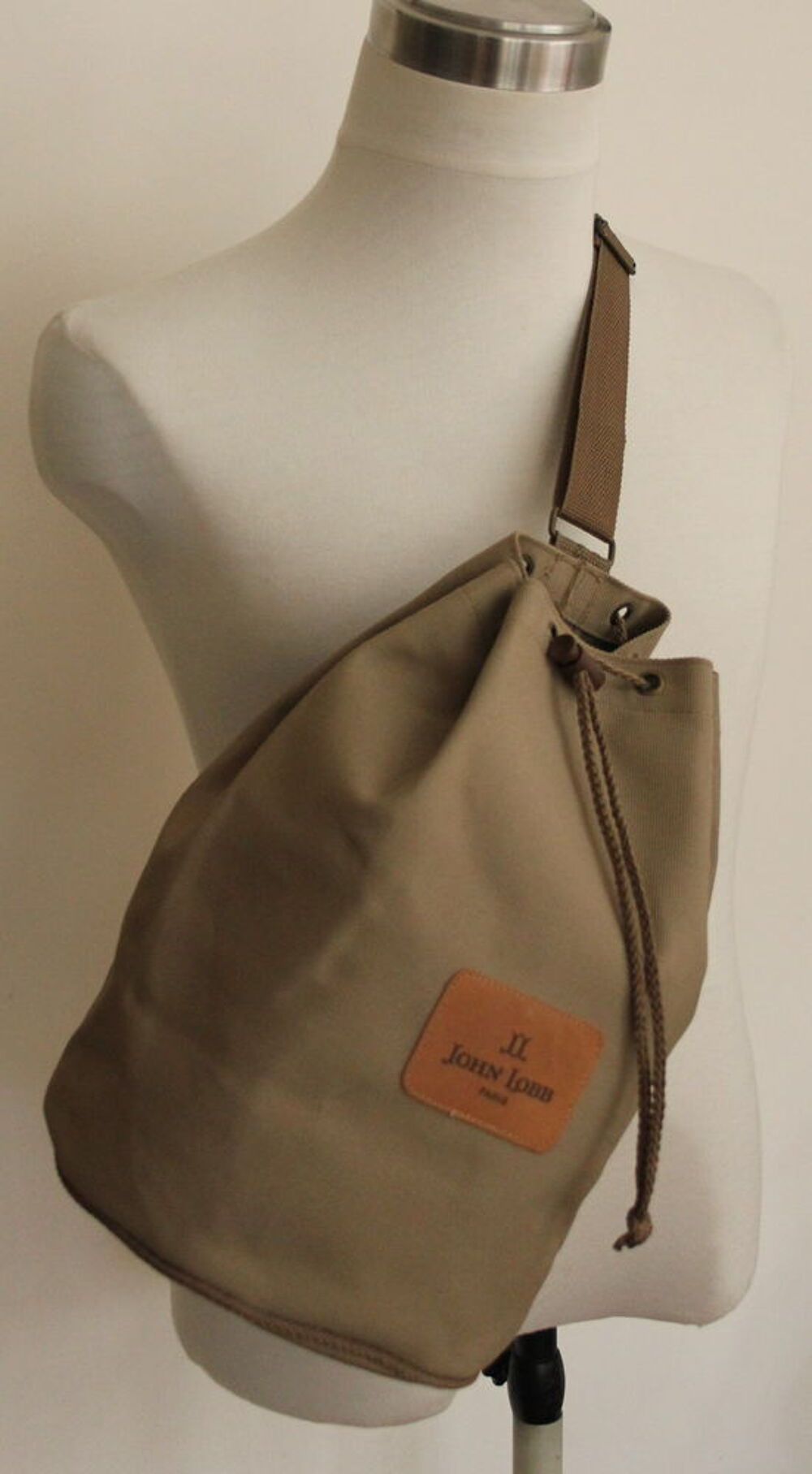 Sac bandouli&egrave;re toile et cuir JOHN LOBB Maroquinerie