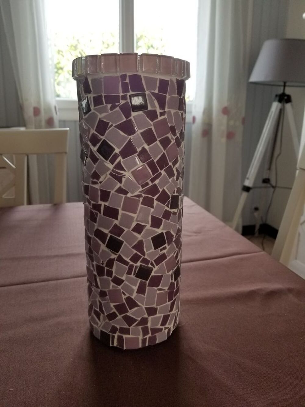 Vase parme/violet en mosa&iuml;que Décoration