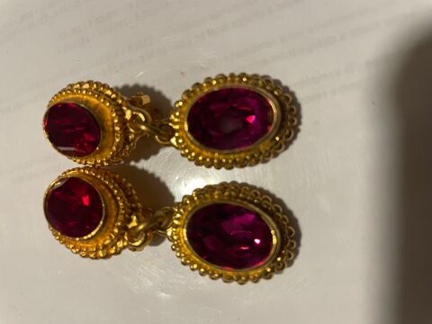 BO Clip pendante ovale perle Dore /strass Fuchsia ANTIGONA 65 Vigneux-sur-Seine (91)