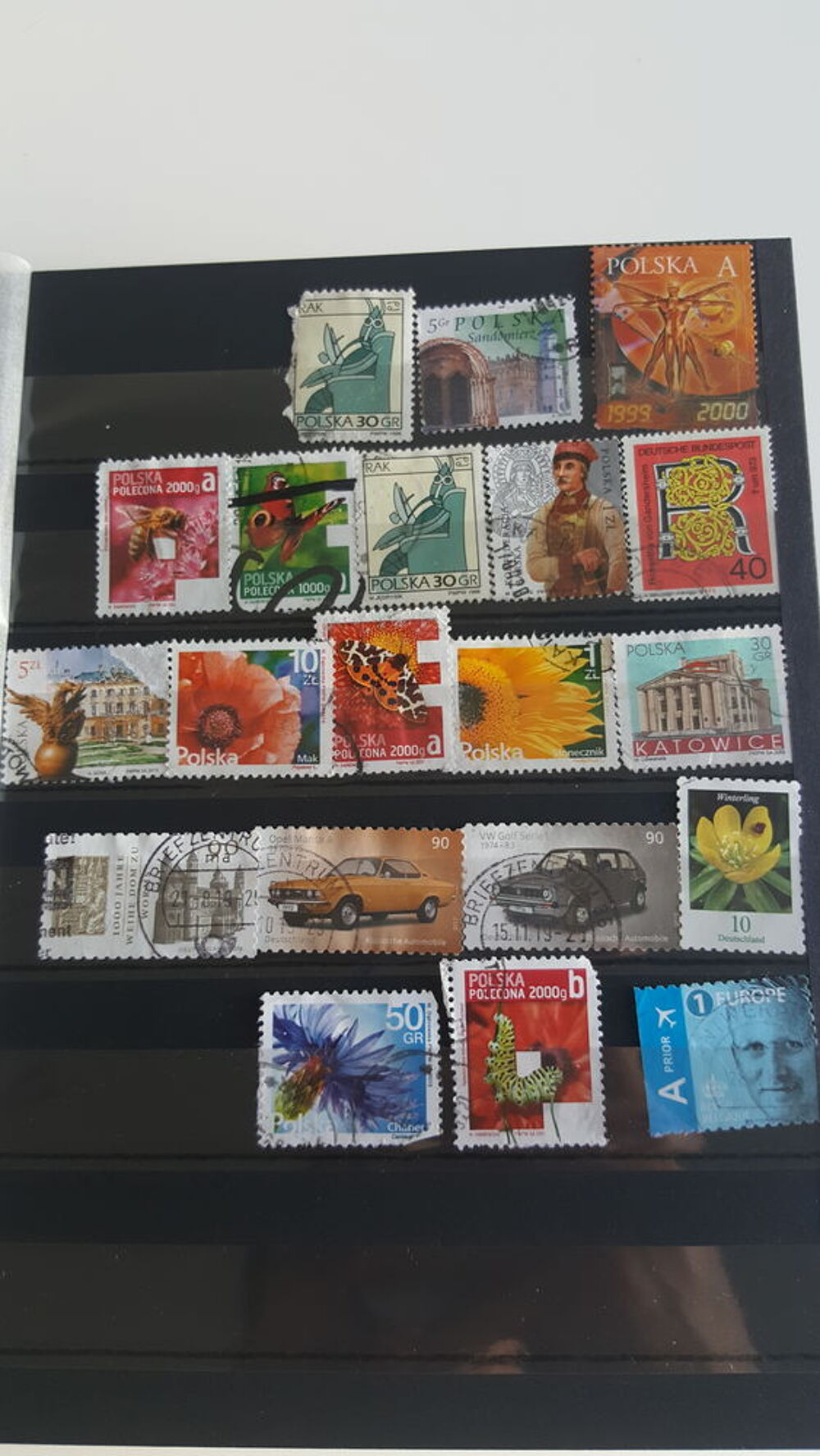 Collection RARE de 231 timbres de la Poste (PL, DE, FR, ES) 