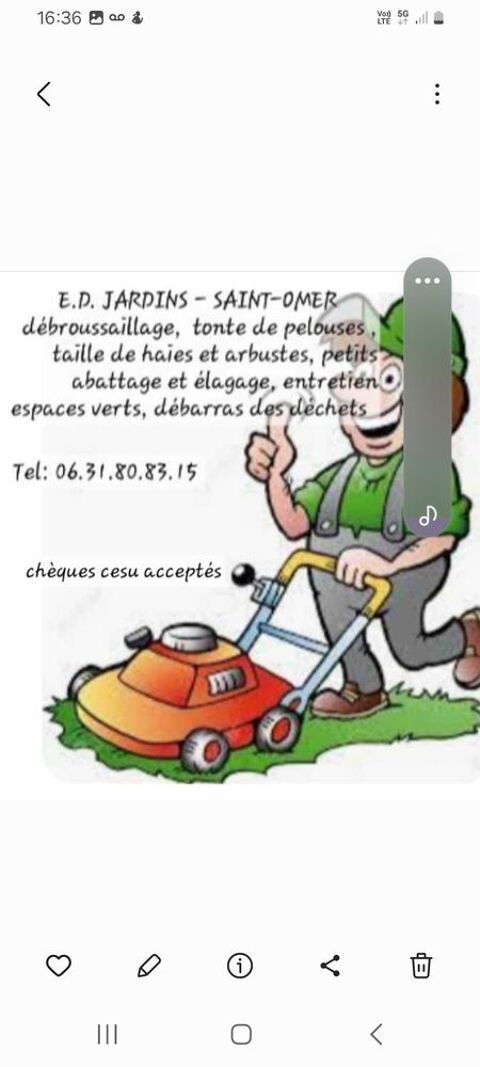 Travaux espaces-verts 0 62500 Saint-omer