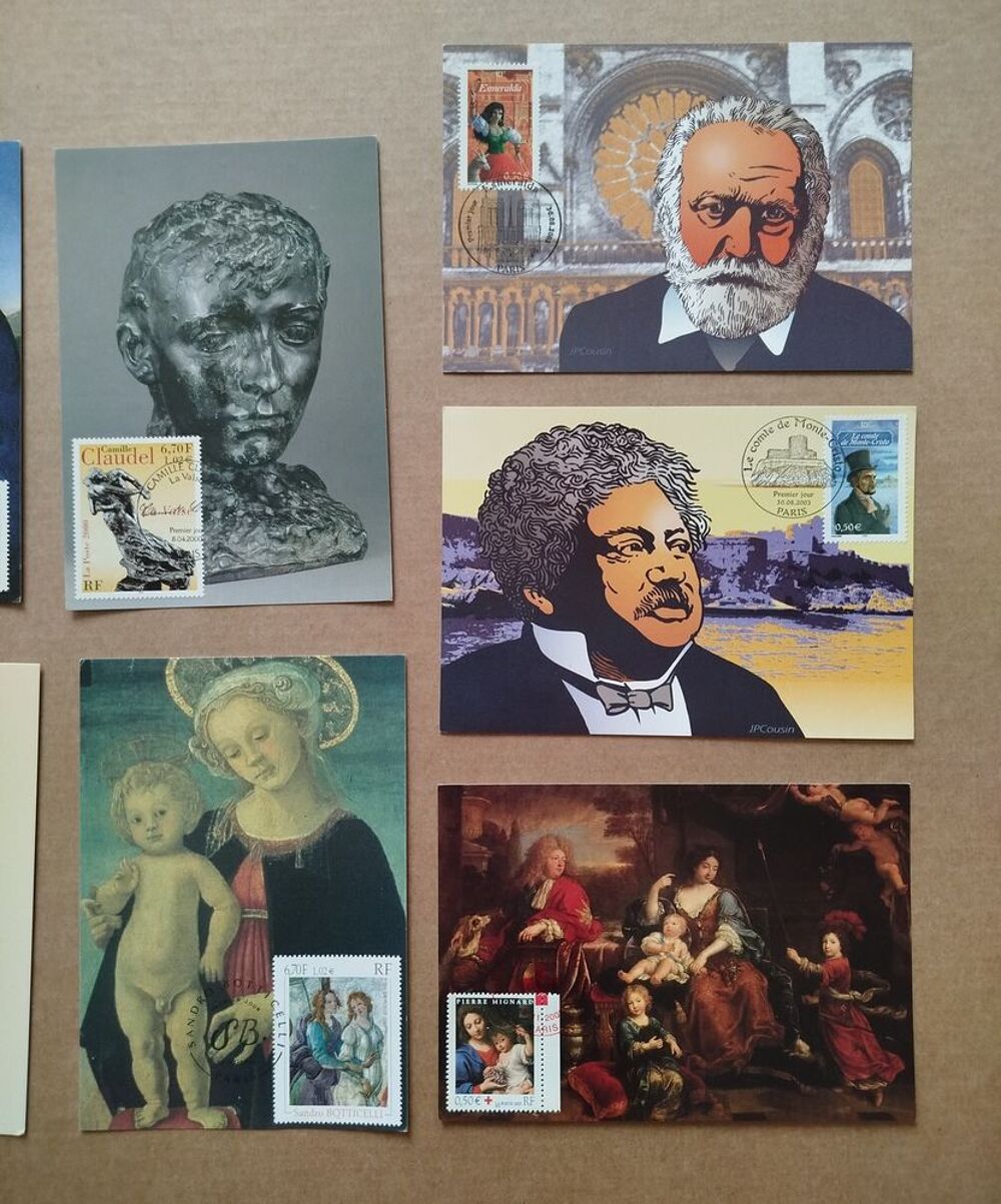 LOT DE 9 CARTES TIMBRES PREMIER JOUR 