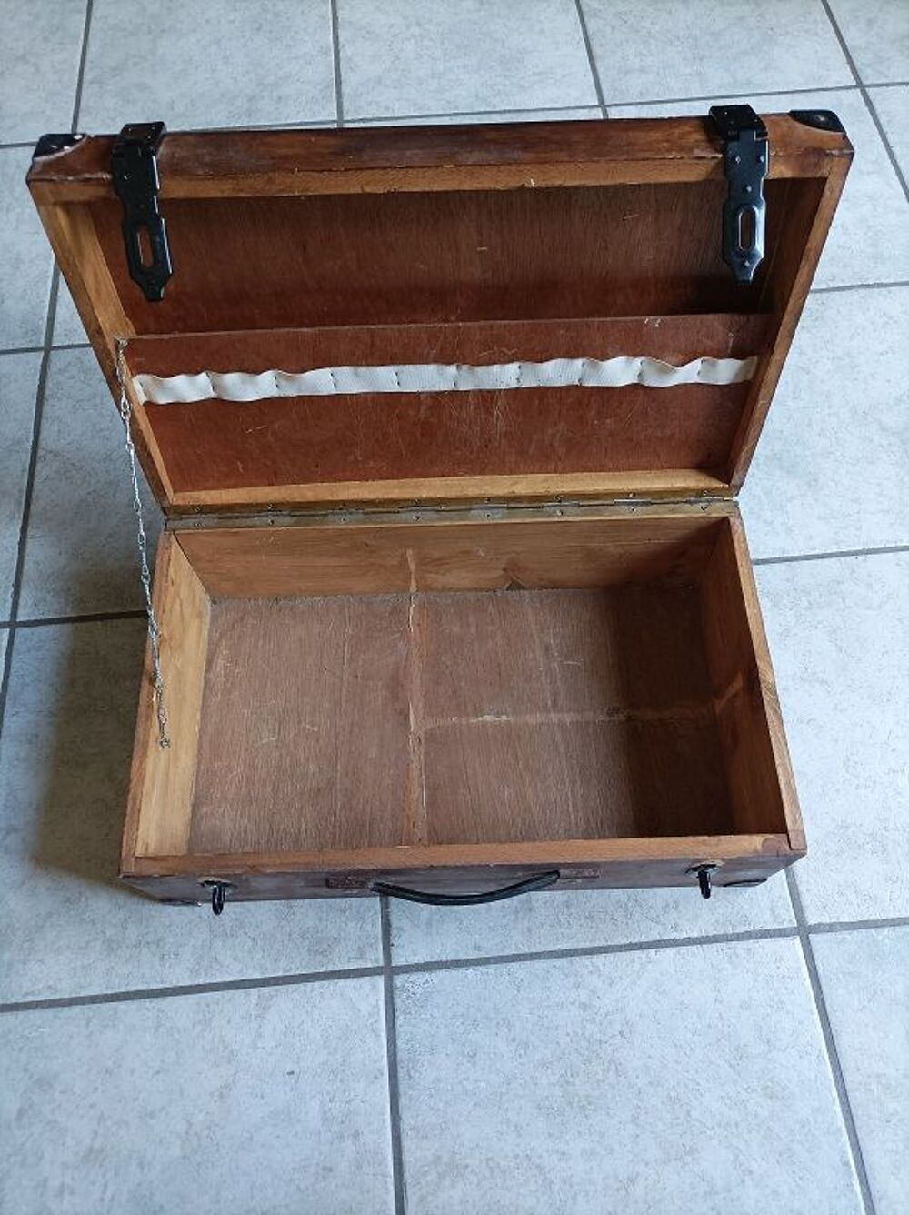 Valise boite bois massif patin&eacute; malle Rangement dp 0823311 Décoration