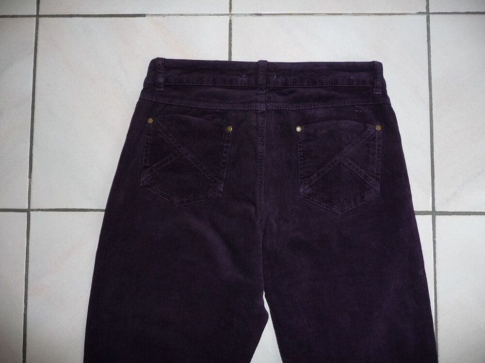 Pantalon velours fines c&ocirc;tes prune 36/38 - N E U F Vêtements