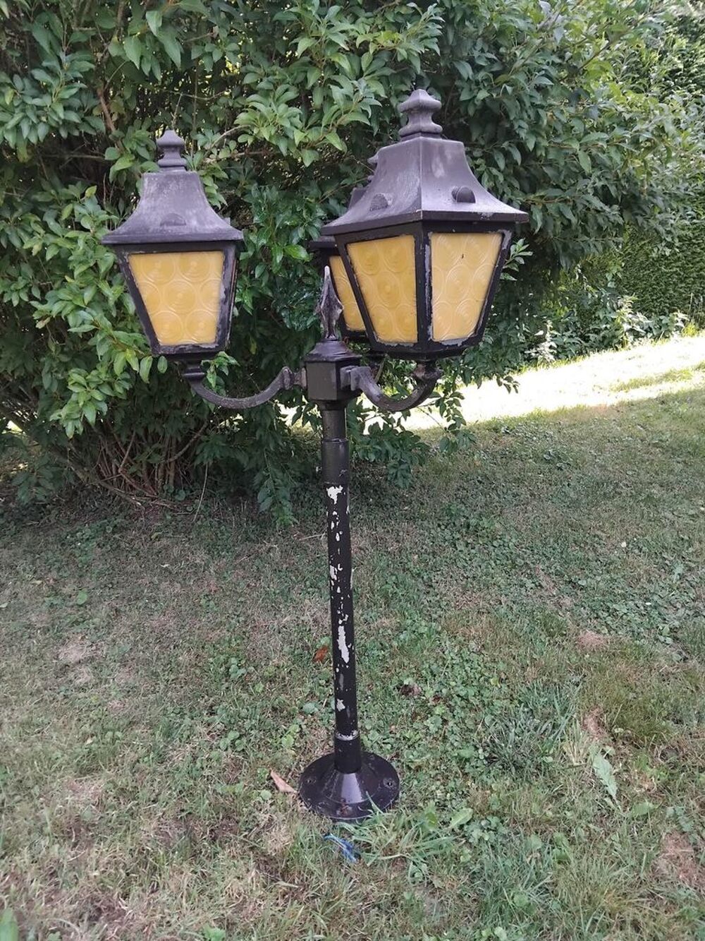 Lampe de jardin vintage &agrave; trois lanternes Décoration