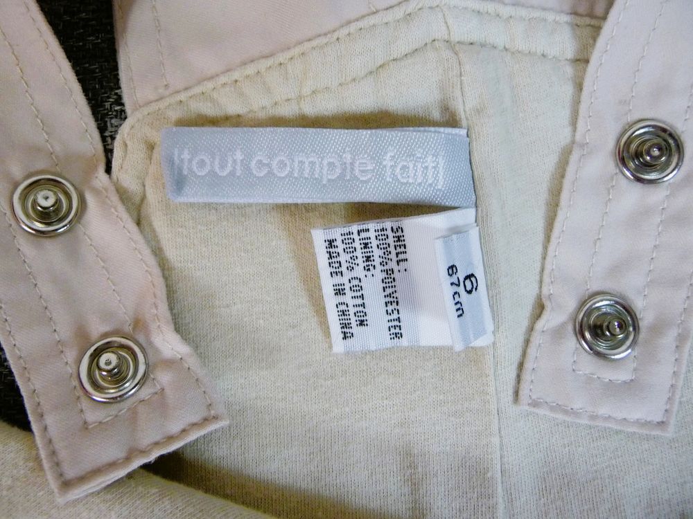 Salopette Beige &agrave; Boutons Pressions- 6 mois-Tout Compte Fait Vêtements enfants