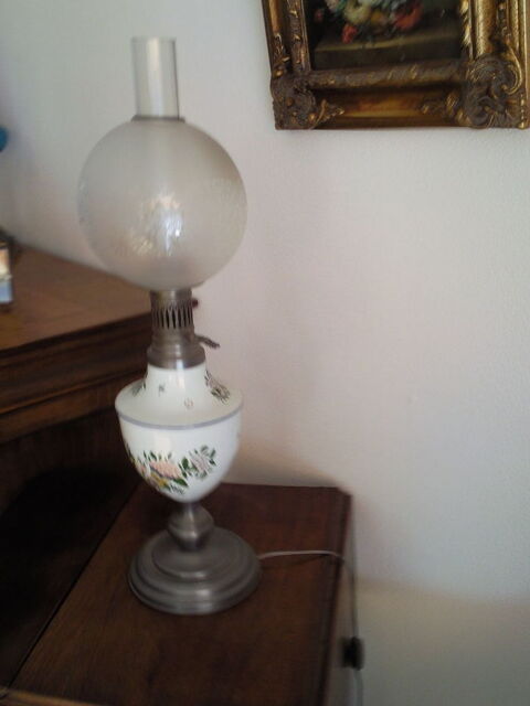 Lampe pied faïence bleu Rouen 20 Metz (57)