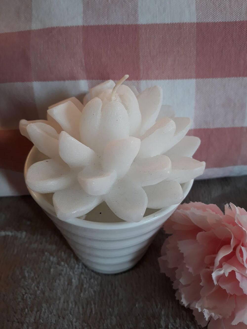 Bougies lotus Blanc + Vase - NEUF Dcoration