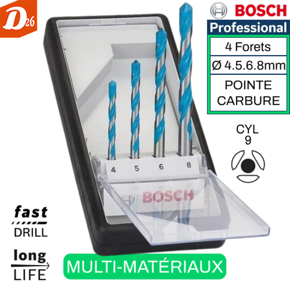   Coffret 4 Forets CARBURE CYL-9 Multi-mat�riaux 
