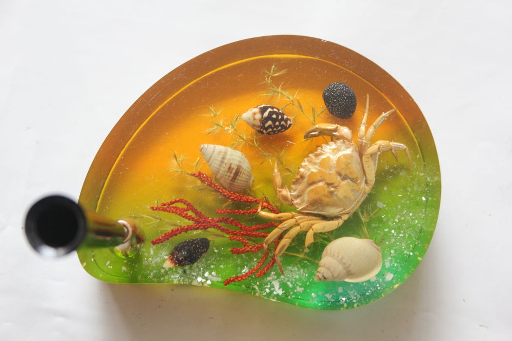 Inclusion 1960 crabe coquillages porte stylo 