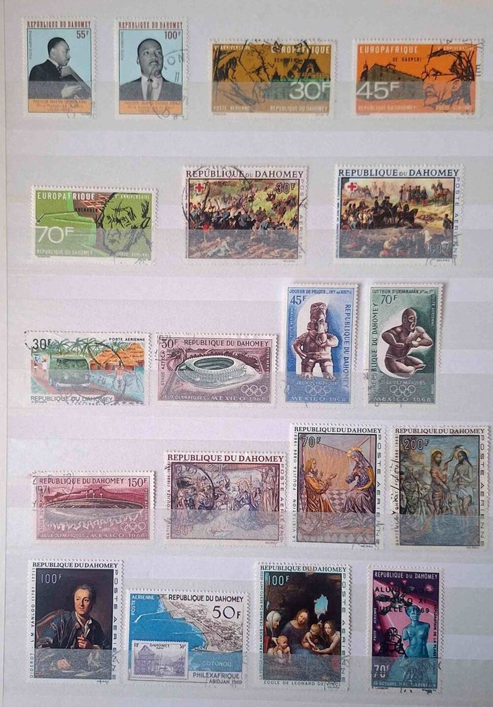 S&eacute;rie de timbres de collection du Dahomey 