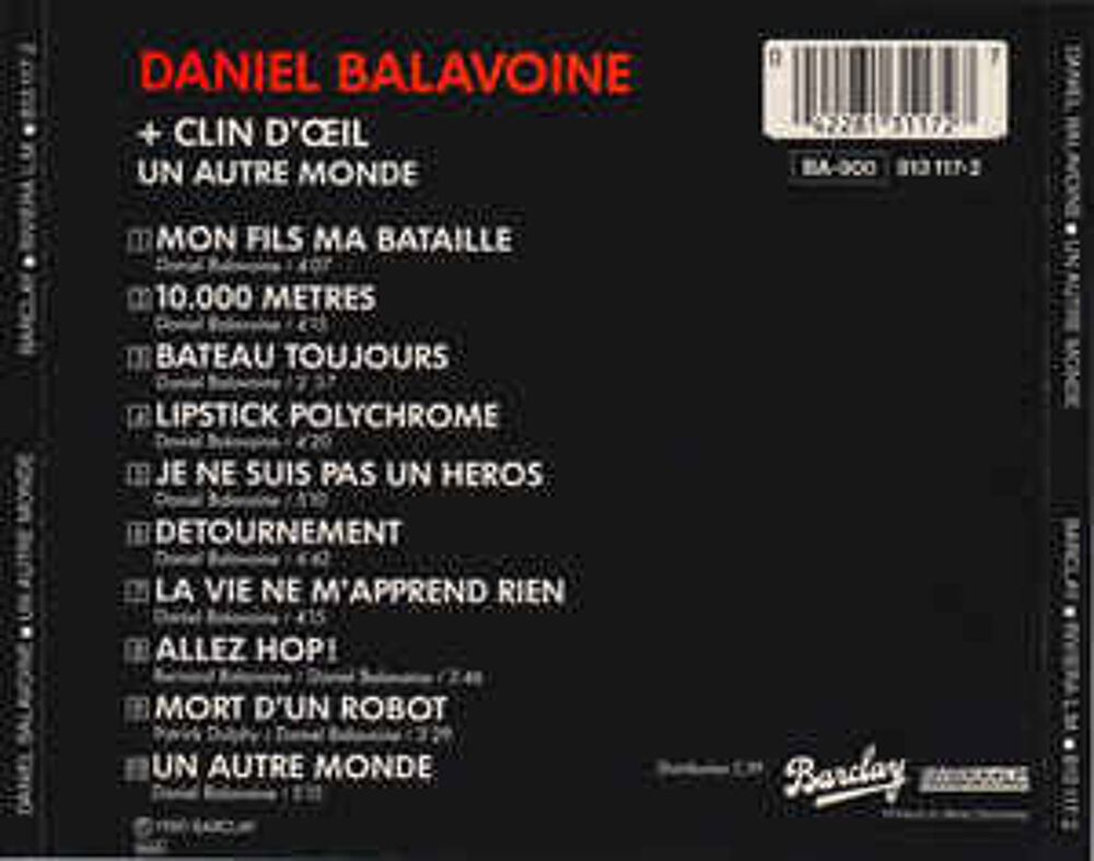 cd Daniel Balavoine ?? Un Autre Monde (tres bon etat) CD et vinyles