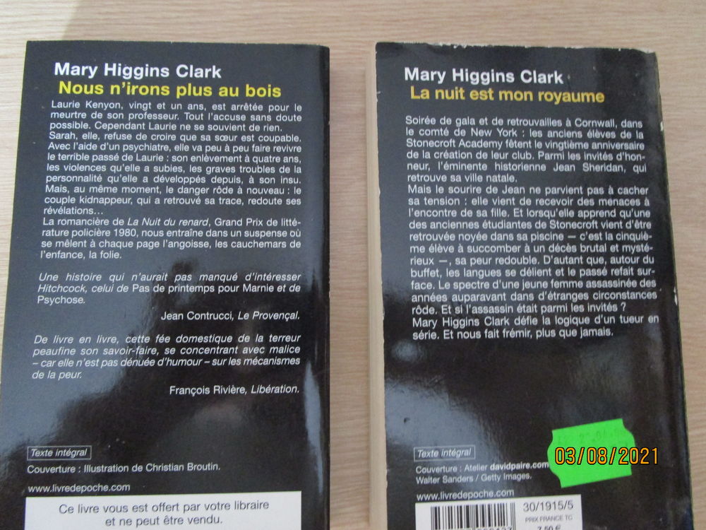 deux romans de MARY HIGGINS CLARK Livres et BD