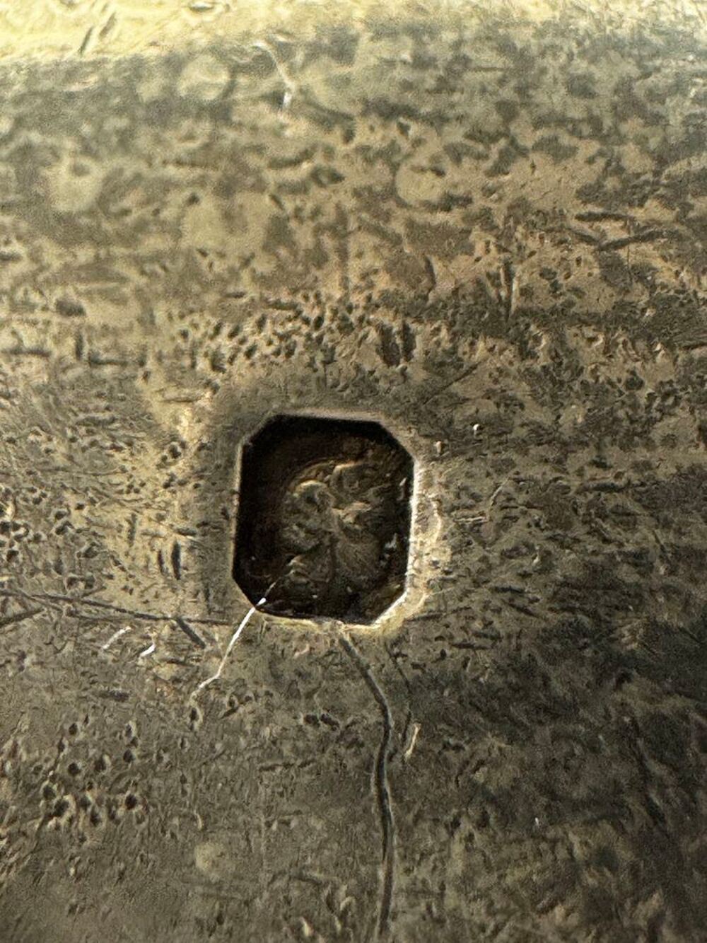 Petit racloir a nourriture pour b&eacute;b&eacute; en Argent Massif t&ecirc;te Minerve 
