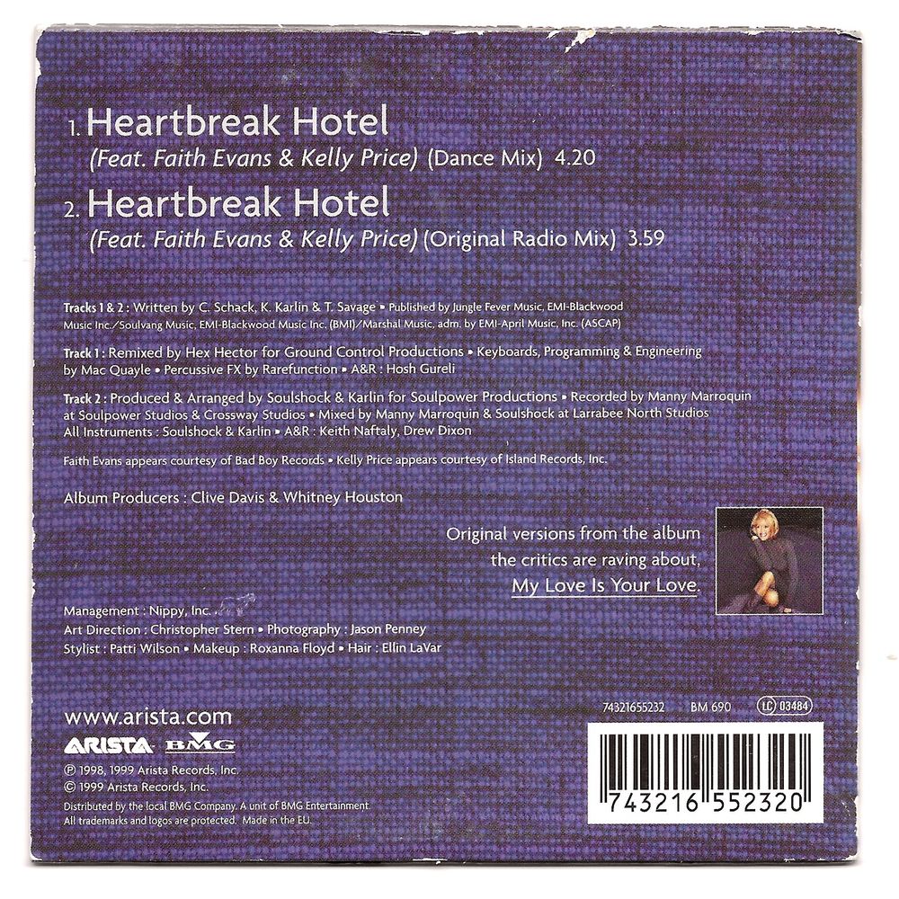 WHITNEY HOUSTON - CD 2 titres - HEARTBREAK HOTEL - 1999 CD et vinyles