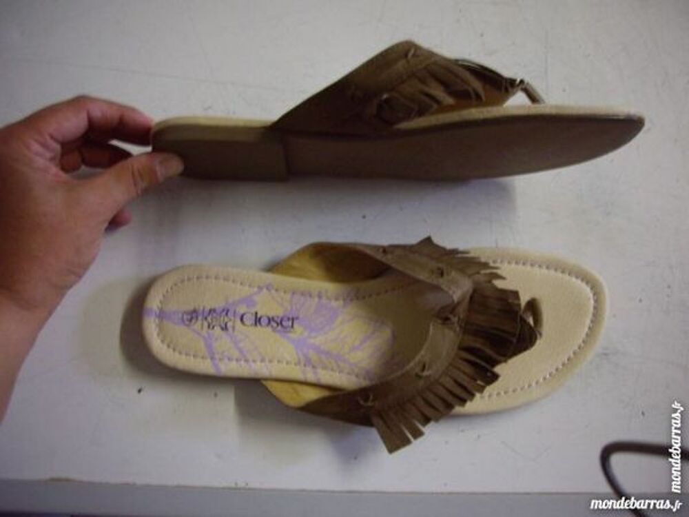 Entredoigts Beige &agrave; franges pt 40 Chaussures