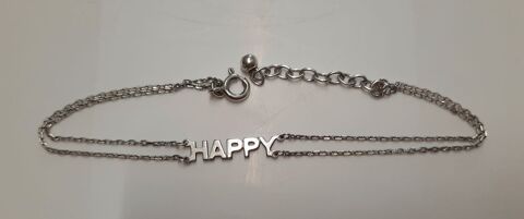 Bracelet chaine 2 rangs message Happy en argent 15 Domart-en-Ponthieu (80)