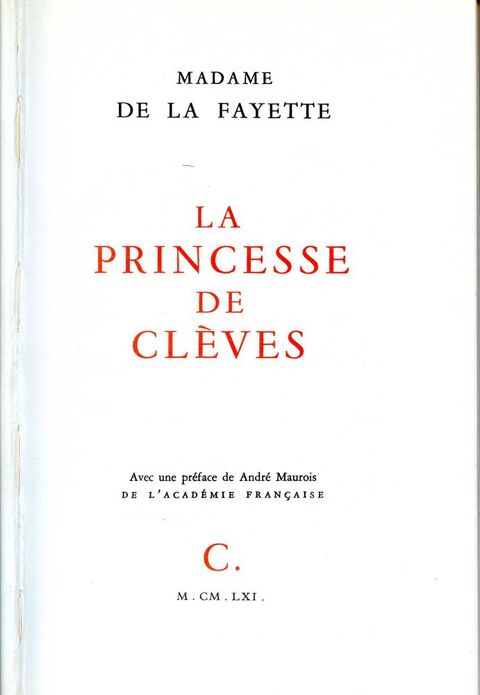 La princesse de Clves - Madame de La Fayette, 3 Rennes (35)