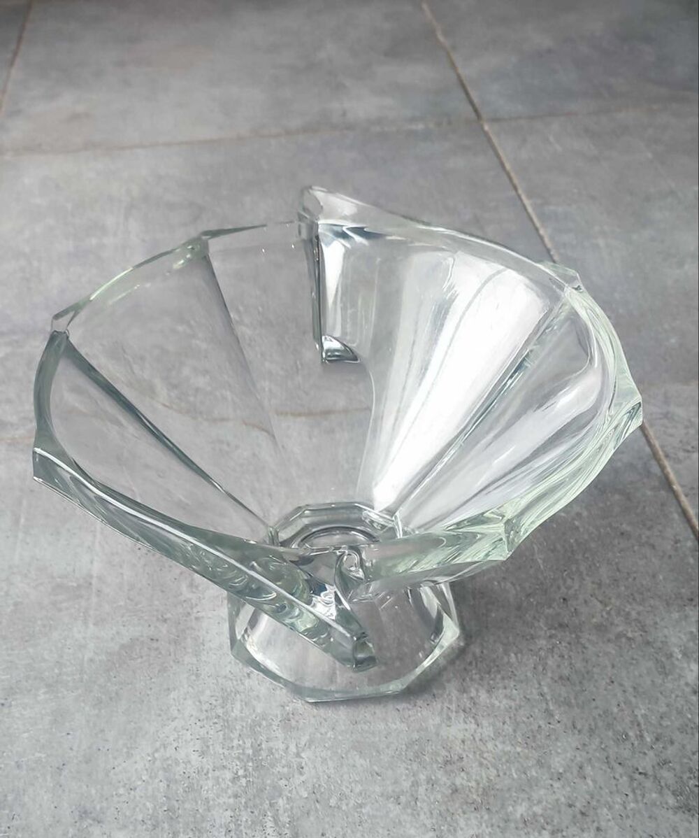 Coupe en verre &eacute;pais grav&eacute;e Slovakia Style Art D&eacute;co 