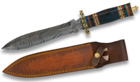 couteau damas avec gaine en cuir 70 Fleurance (32)