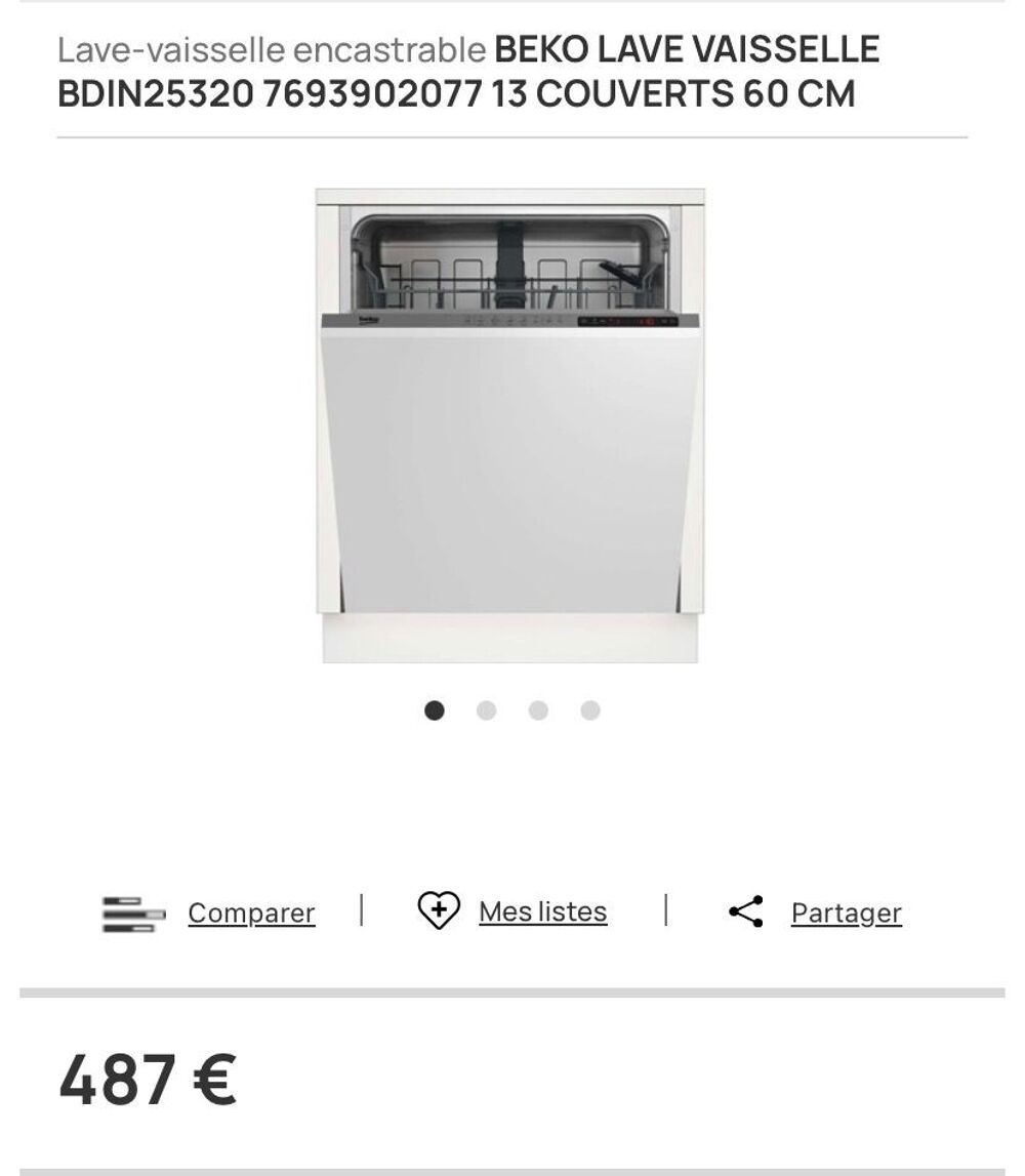 Lave vaisselle encastrable Electroménager