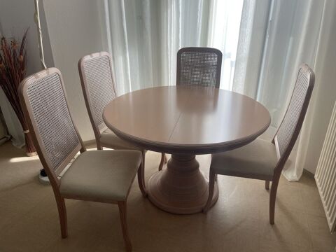 Table ronde bois massif & rallonge + chaises et table salon 150 Arles (13)