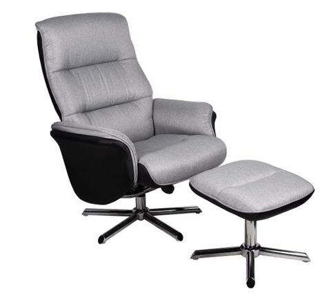 Fauteuil relax et repose pieds CLIFTON tissu gris  180 Angers (49)